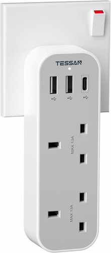 Double plug adaptor with 3 - adaptor, uk