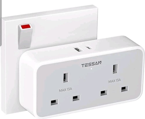 Tessan double plug adapter - tessan, uk