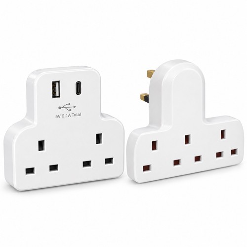 Plug socket adaptors - plug, 2-way
