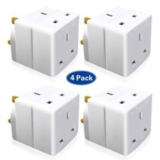 4x 2WAY ADAPTOR 3 PIN MAINS