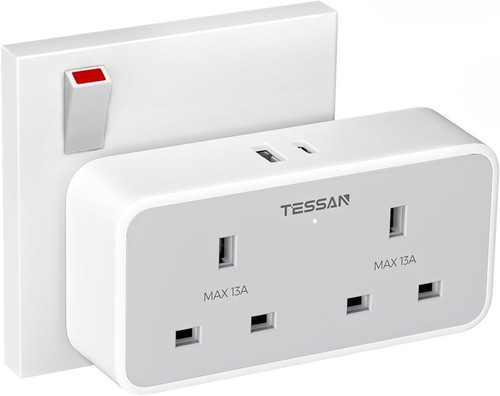 Double plug adapter with 2 - double,